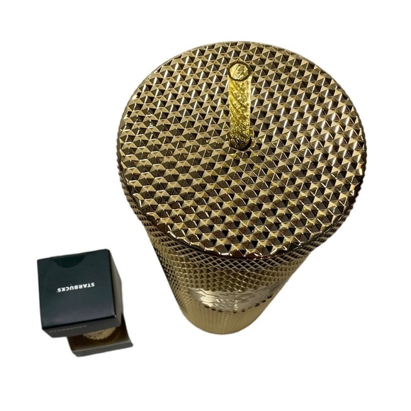 Starbucks Gold Holiday Studded Vente Cold Tumbler and Ornament / Key Chain 2022 - Picture 2 of 5